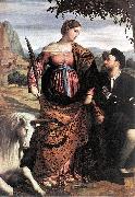 MORETTO da Brescia St Justina with the Unicorn sg oil on canvas